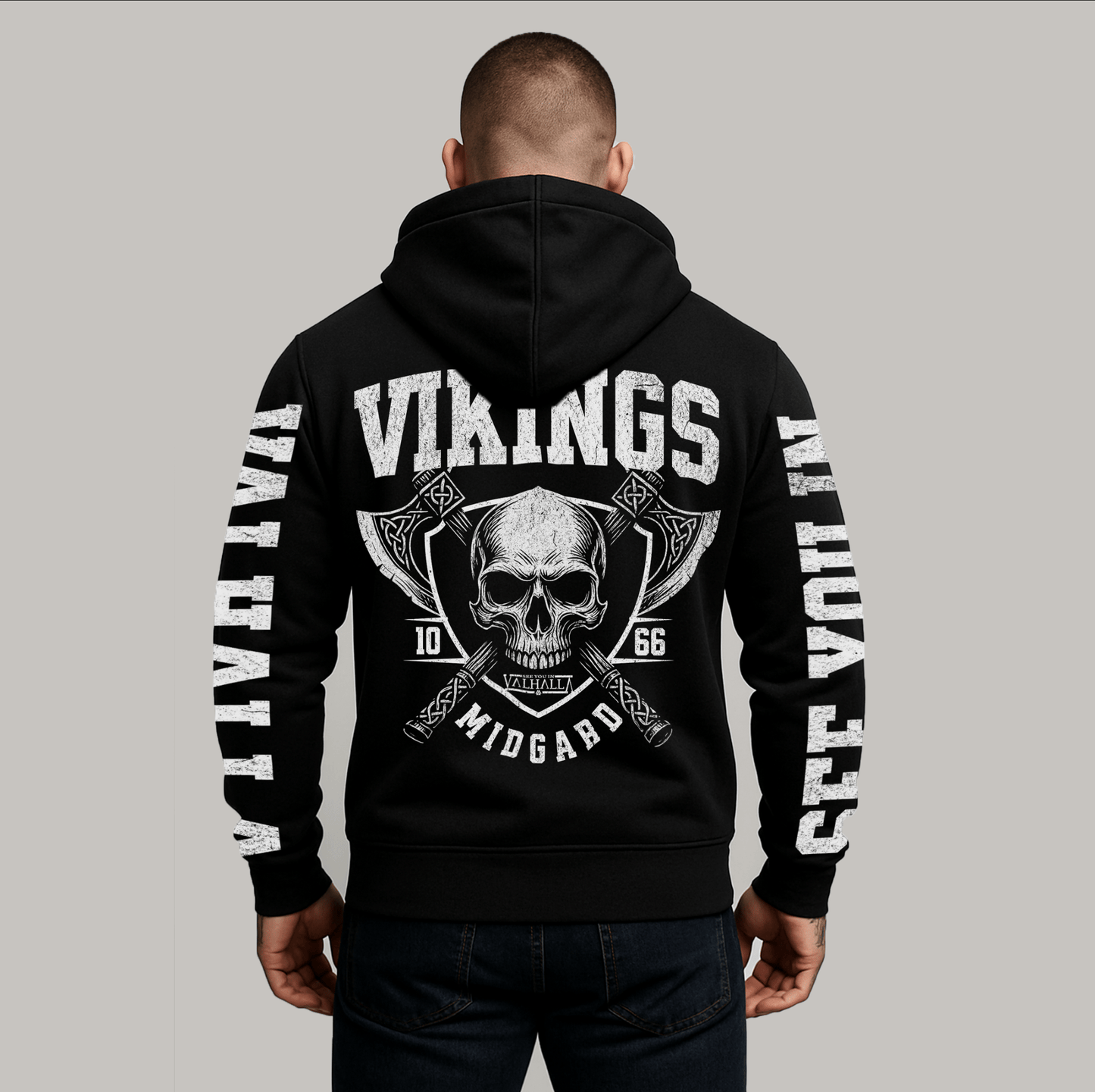 College Style VIKINGS Sweatjacke - See you in Valhalla
