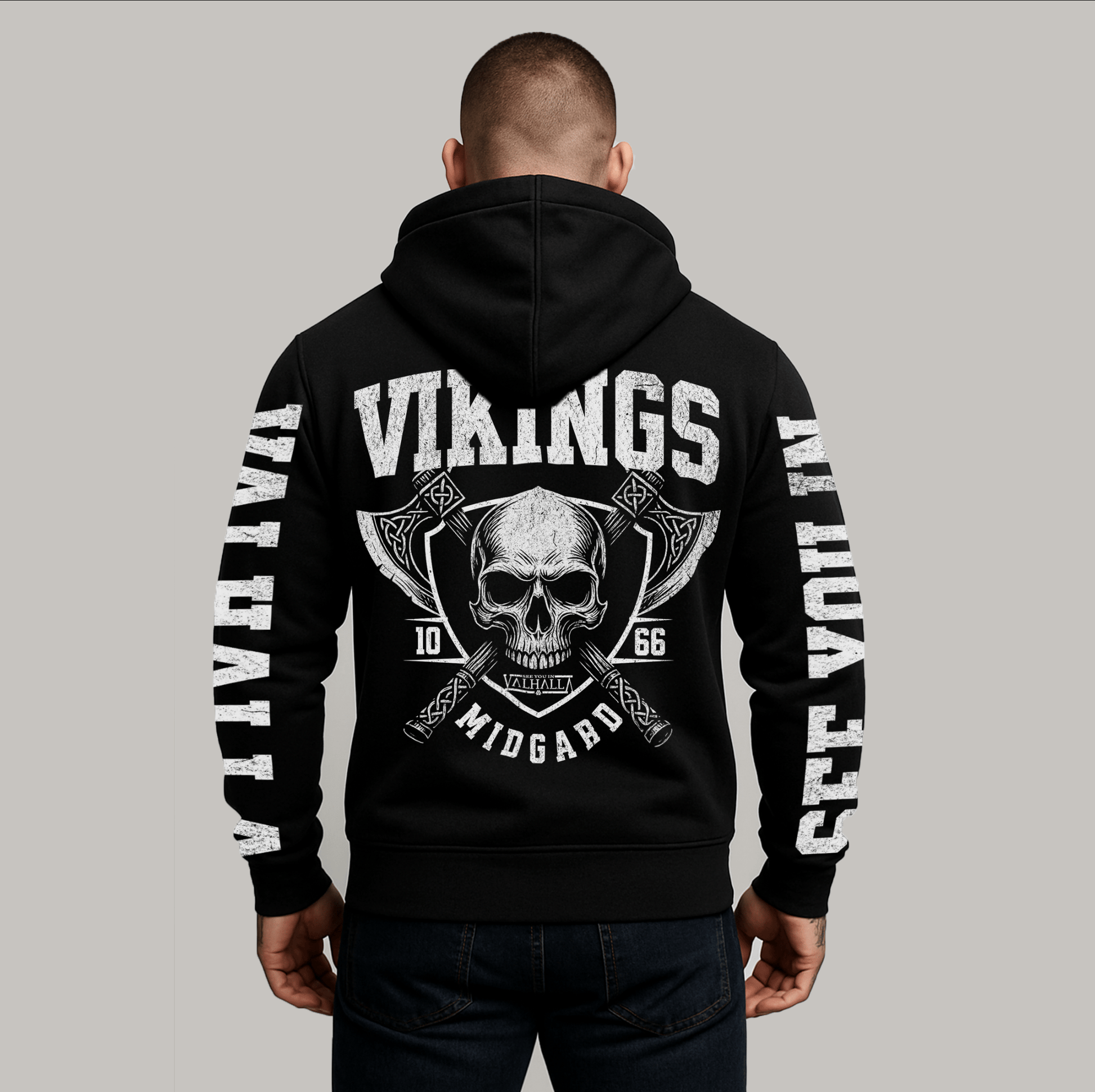 College Style VIKINGS Sweatjacke - See you in Valhalla