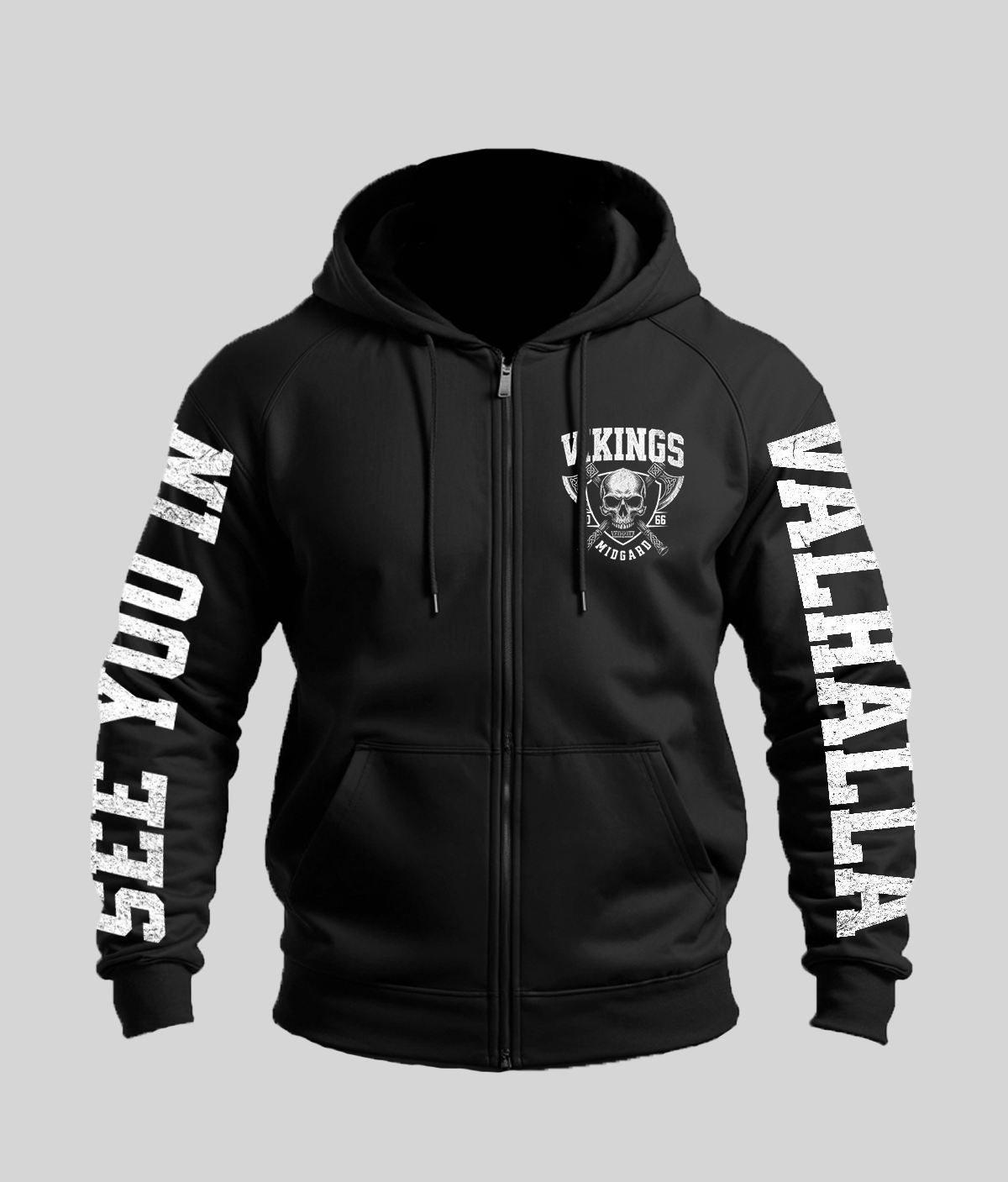 College Style VIKINGS Sweatjacke - See you in Valhalla