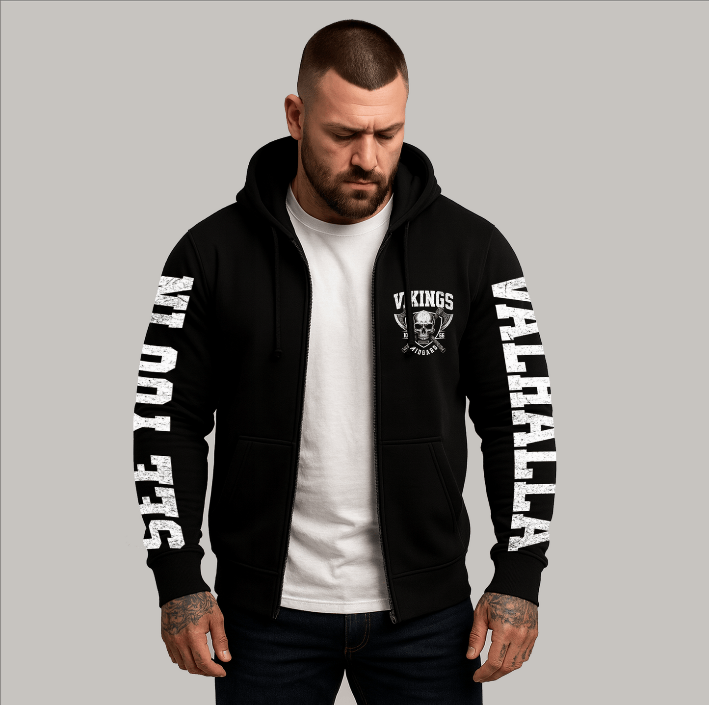 College Style VIKINGS Sweatjacke - See you in Valhalla